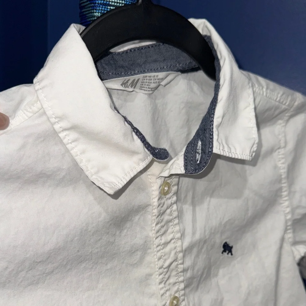 H & M- Classic White Long-Sleeve Button-Down Shirt Size 10 - Picture 7 of 16